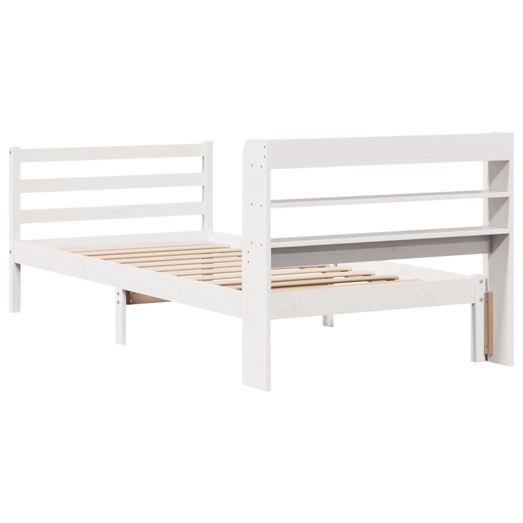 Bed Frame with Headboard without Mattress White 90x190 cm Single